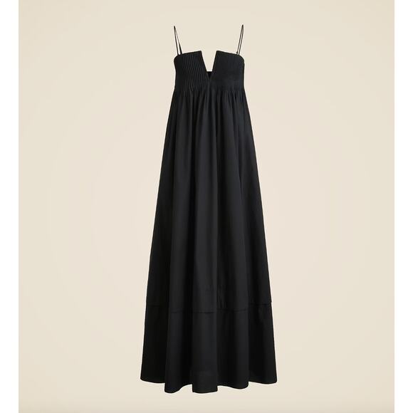 J.Crew Collection Strapless Notched Maxi Dress Cotton Formal Black US 4 NWT - Picture 4 of 13